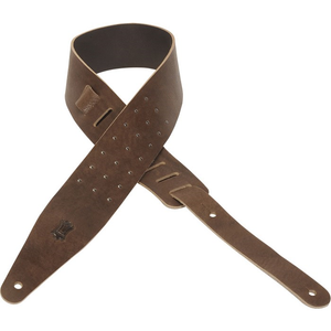 Levy's MV317ONX-BRN 2-1/2" Veg-Tan Leather Guitar Strap-Brown-Music World Academy