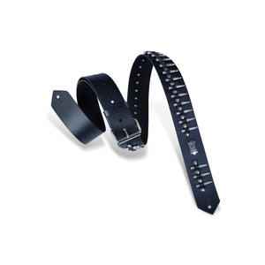 Levy's Strap PM28-2B-BLK 2" Leather Guitar Strap-Black-Music World Academy