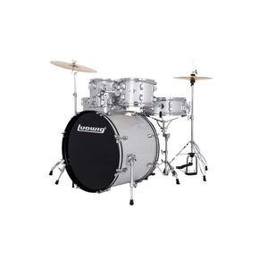 Ludwig Accent Drive 5-Piece Drum Set with Cymbals & Hardware-Silver Sparkle-Music World Academy