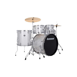 Ludwig Accent Fuse 5-Piece Drum Set with Hardware & Cymbals-Silver Sparkle-Music World Academy