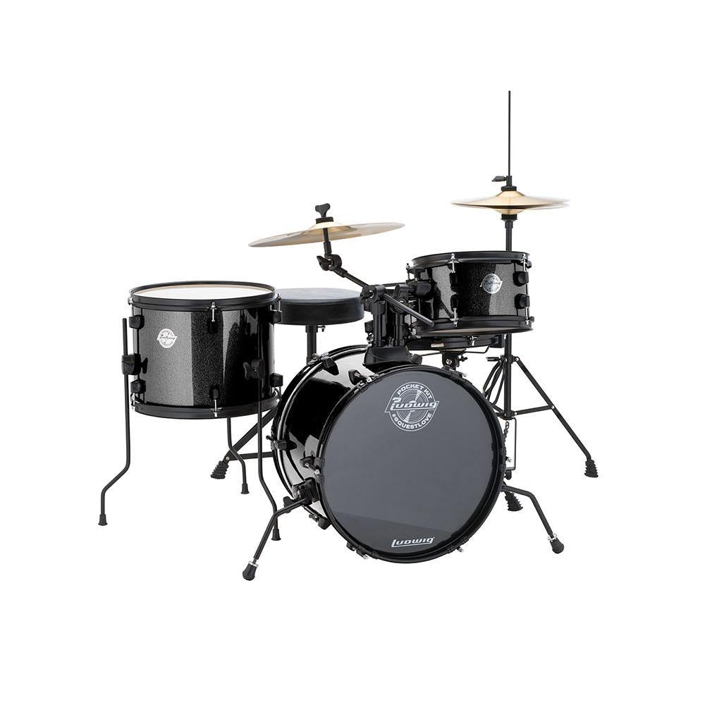 Ludwig Questlove Pocket Kit Drumset with Cymbals & Hardware-Black Sparkle-Music World Academy