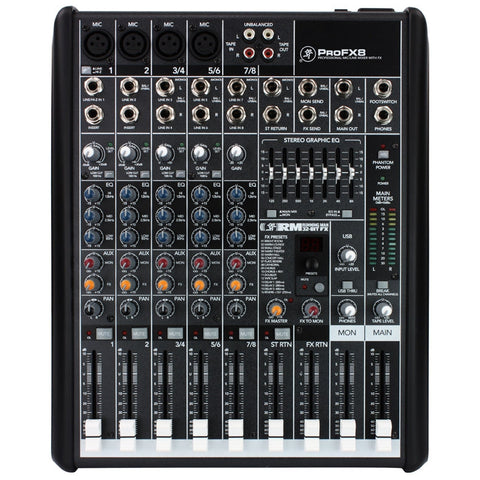 Mackie PROFX8 8-Channel Professional Mixer V.2 with Effects & USB (Discontinued)-Music World Academy