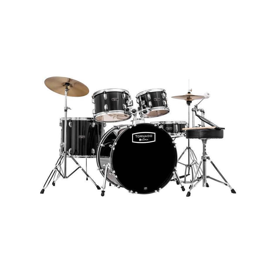 Mapex MPX-TND5294TCDK Tornado Rock Drum Set with Hardware, Cymbals & Throne-Black-Music World Academy