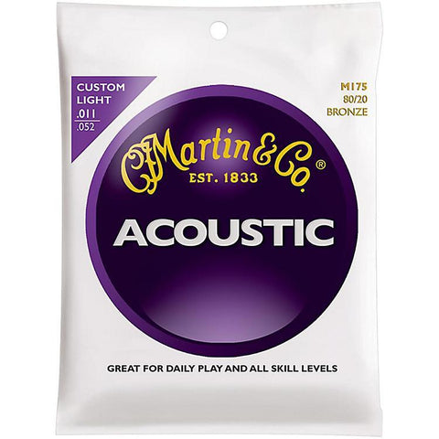 Martin M175 80/20 Bronze Acoustic Guitar Strings Custom Light 11-52-Music World Academy