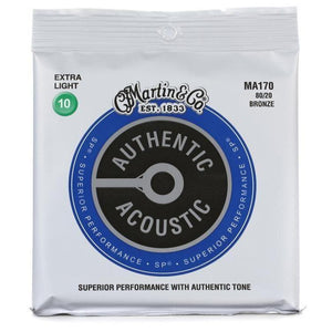 Martin MA170 SP 80/20 Bronze Authentic Acoustic Guitar Strings Extra Light 10-47-Music World Academy