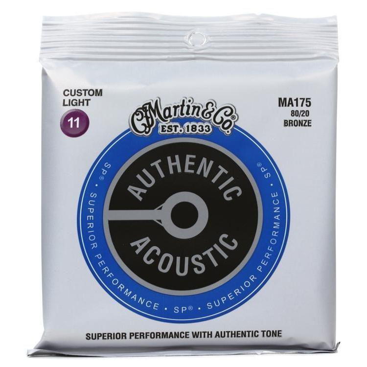 Martin MA175 SP 80/20 Bronze Authentic Acoustic Guitar Strings Custom Light 11-52-Music World Academy