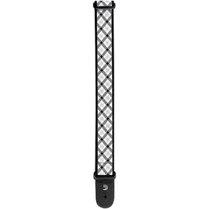 Planet Waves 2" Woven Gingham Guitar Strap-Black/Grey-Music World Academy
