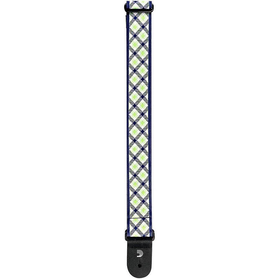 Planet Waves 2" Woven Gingham Guitar Strap-Navy/Teal-Music World Academy