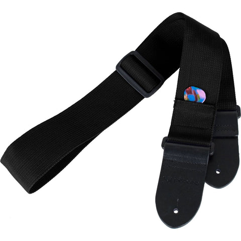 Protec POLYST Guitar Strap with Pick Pocket-Black-Music World Academy