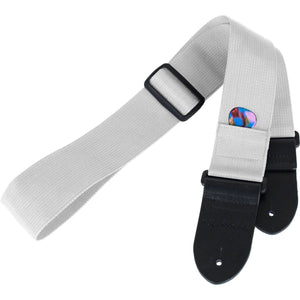 Protec POLYST-WX Guitar Strap with Pick Pocket-White-Music World Academy