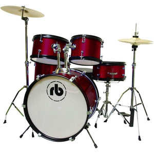 RB RB-JR5-MWR 5-Piece Junior Drumset with Stands & Cymbals-Metallic Wine Red-Music World Academy