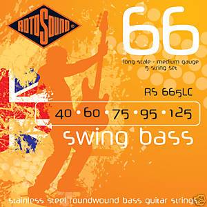 Rotosound RS665LC Swing Bass 66 Stainless Steel Roundwound 5-String Bass Guitar Strings Swing Medium 40-125-Music World Academy
