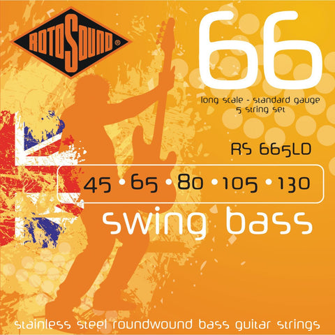 Rotosound RS665LD Swing Bass 66 Stainless Steel Roundwound 5-String Bass Guitar Strings Standard 45-130-Music World Academy