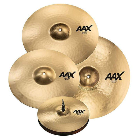 Sabian 25005XCPB AAX Promotional Set with 14" Medium Hats/16" Thin Crash/21" Medium Ride/Free 18" Thin Crash-Music World Academy