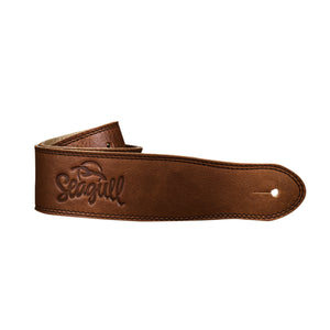 Seagull Hollywood Series Leather Guitar Strap-Cognac-Music World Academy