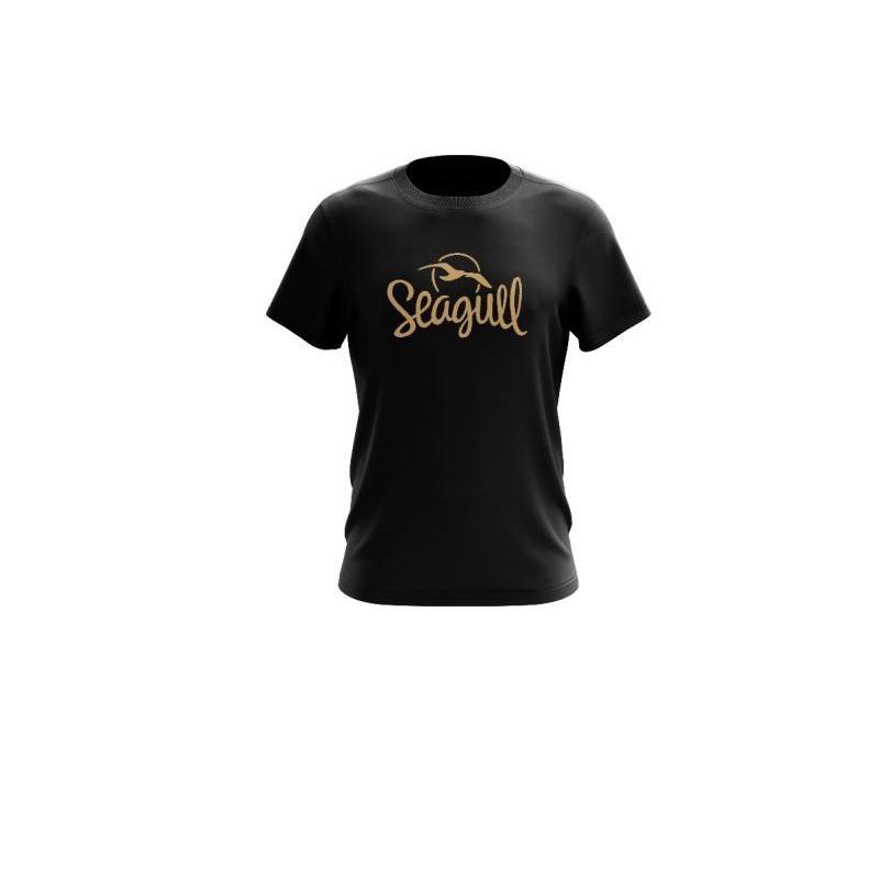 Seagull Logo T-Shirt Large-Black with Gold Logo-Music World Academy