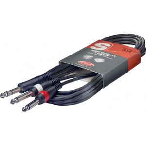 Stagg SYC3/PS2PE Insert Cable 1/4" TRS Male-2x1/4" Mono Male 10ft-Music World Academy