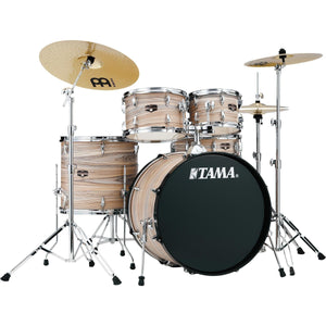 Tama IE52C-NZW Imperial Star 5-Piece Drumkit with Cymbals, Hardware & Throne-Natural Zebrawood Wrap-Music World Academy