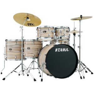 Tama IE62C-NZW Imperial Star 6-Piece Drumkit with Cymbals, Hardware & Throne-Natural Zebrawood Wrap-Music World Academy