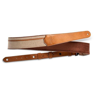 Taylor 2.5" Vegan Leather Guitar Strap-Tan with Natural Textile-Music World Academy