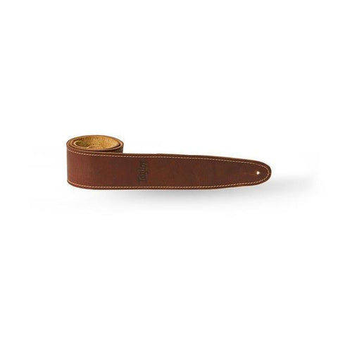 Taylor 4100-25 2.5" Leather Logo Guitar Strap-Medium Brown-Music World Academy