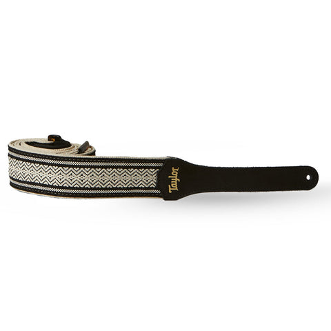 Taylor Academy 2" Cotton Jacquard Guitar Strap-White/Black-Music World Academy