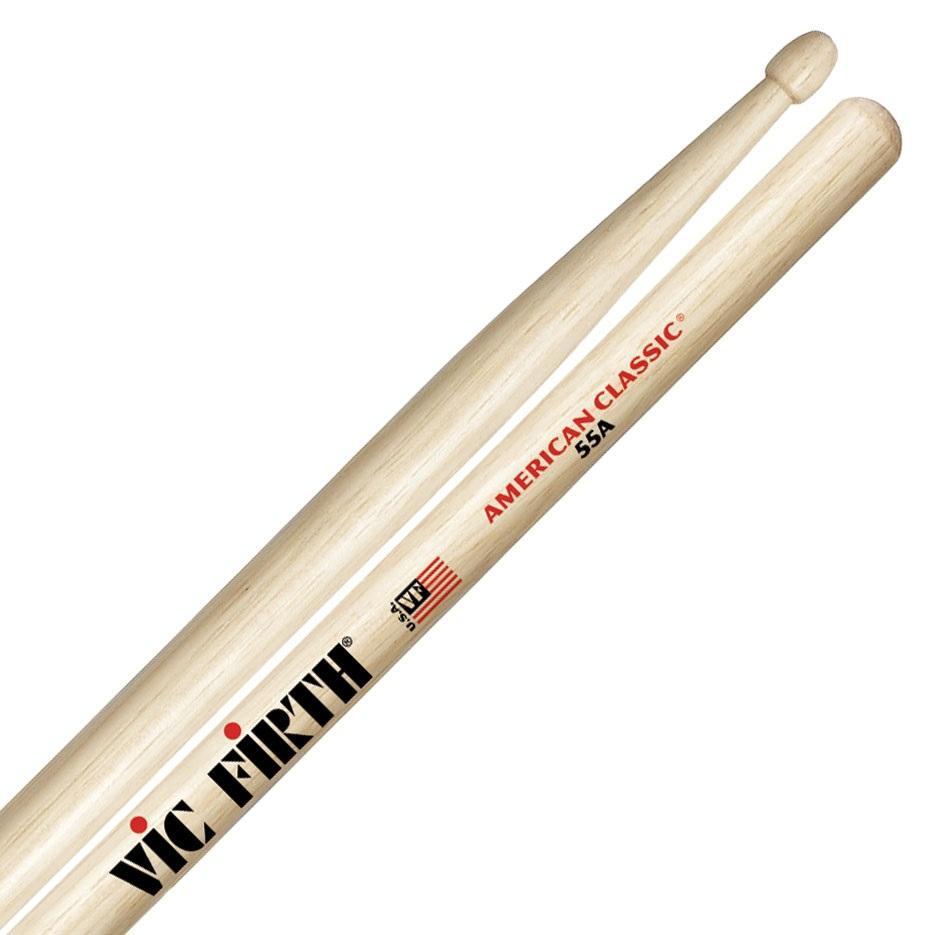 Vic Firth 55A American Classic Drumsticks Hickory Wood Tip-Music World Academy