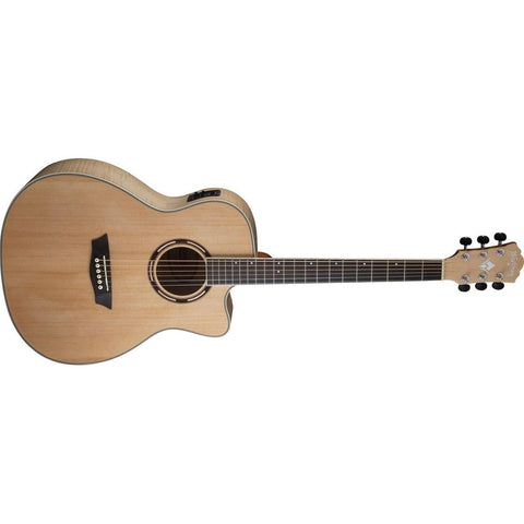 Washburn AG40CEK-A Apprentice Grand Auditorium Acoustic/Electric Guitar with Hardshell Case-Natural-Music World Academy