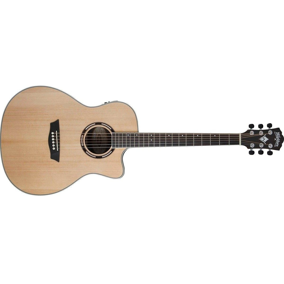 Washburn AG70CEK-A Apprentice Series Acoustic/Electric Guitar with Hardshell Case-Natural-Music World Academy
